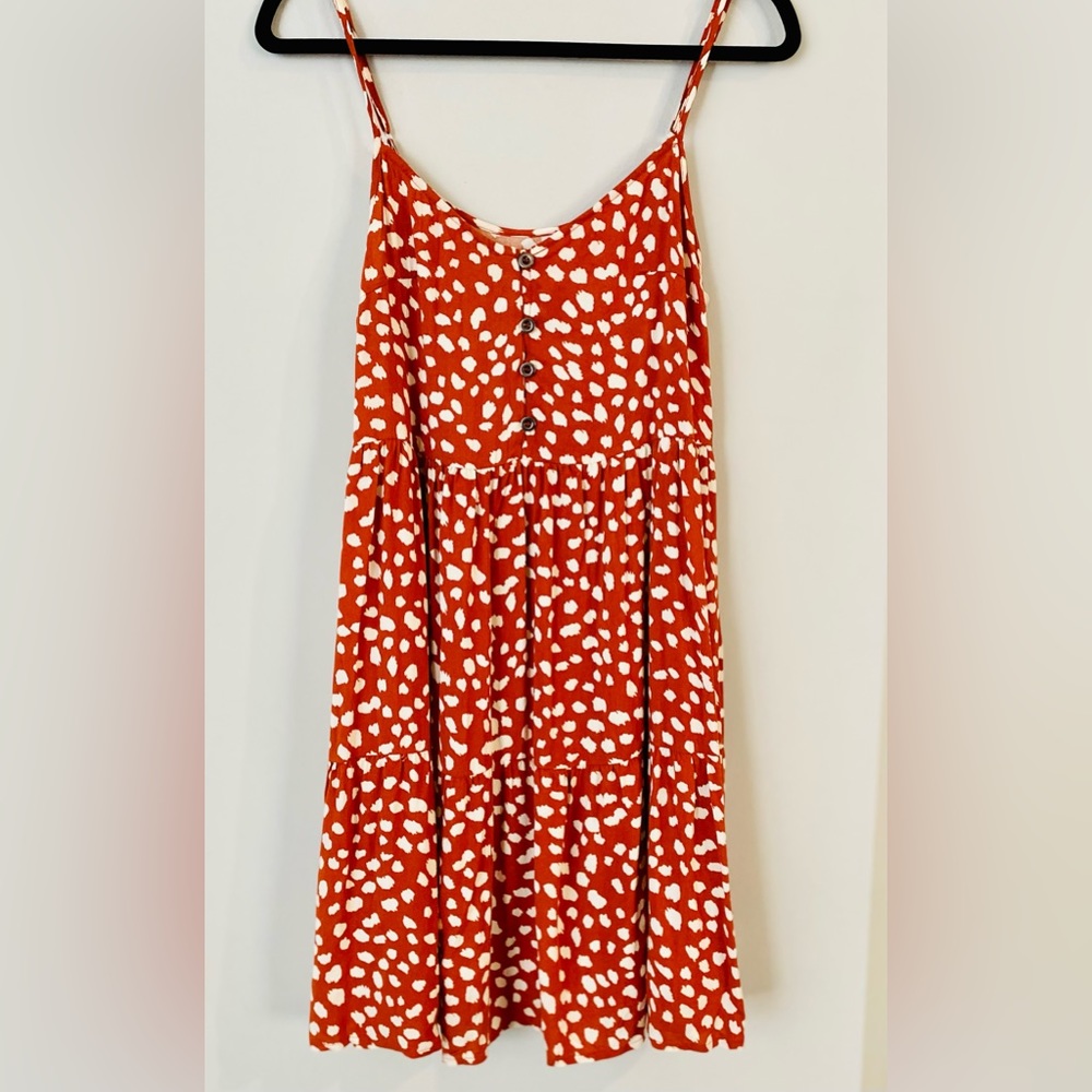 Amazon. Rust polka dot sun dress with adjustable straps. Size small (S)